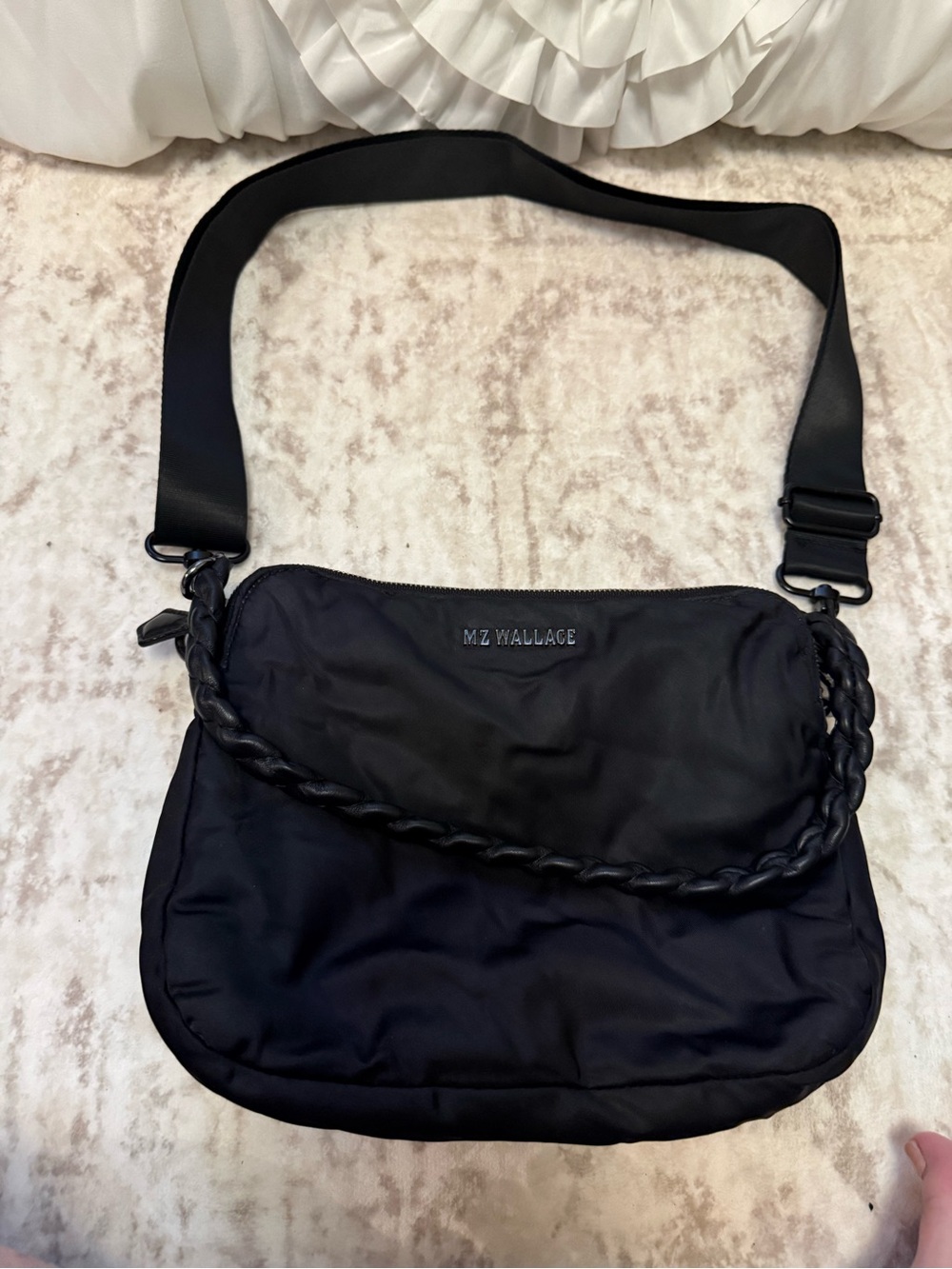 MZ Wallace Black Messenger Bag with Braided Strap